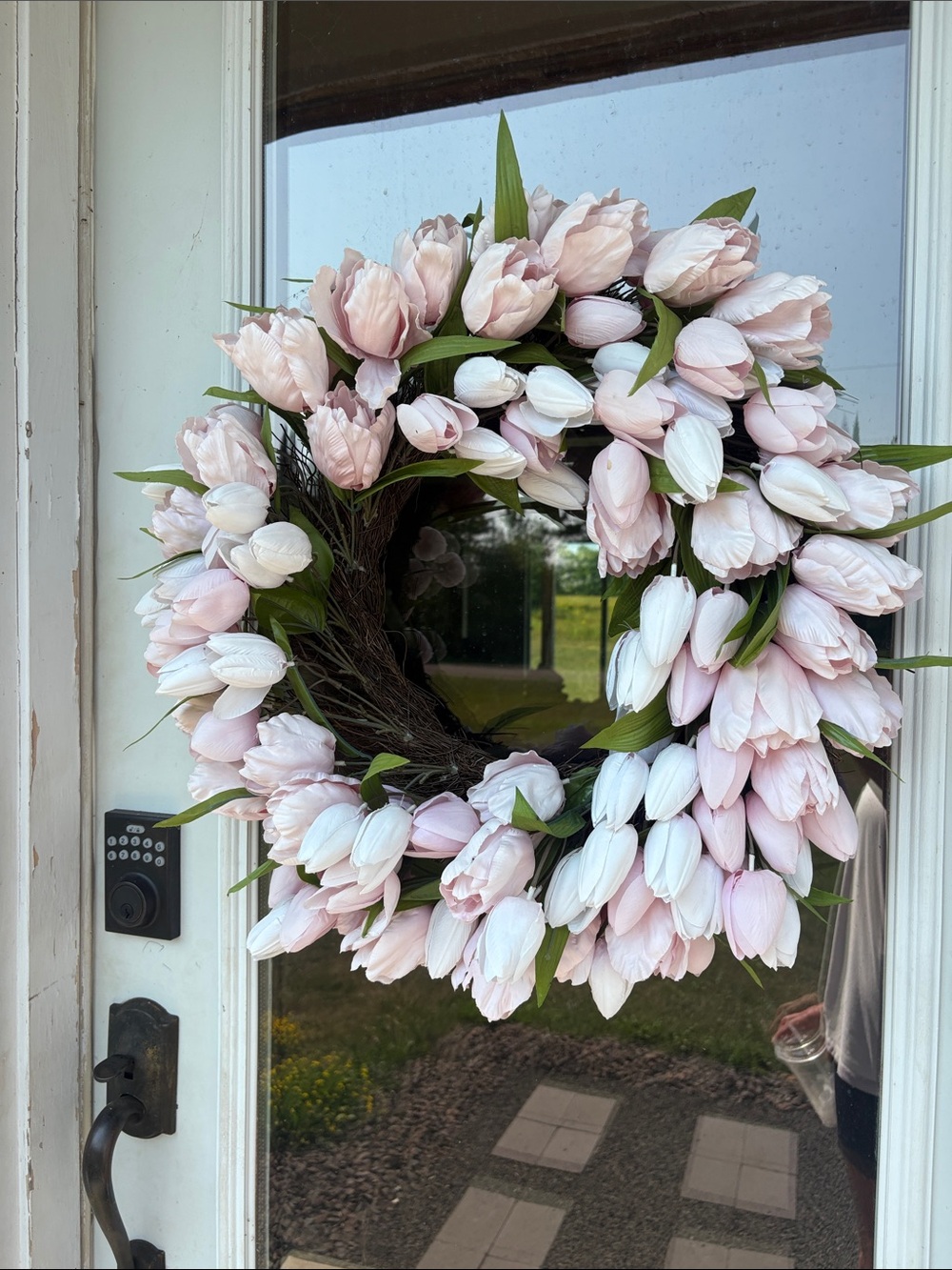 Home Holiday Pink & White Tulip Wreath